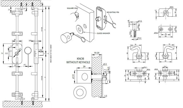 Rotary Bar Lock 925, W/Knob, No Key, NPL Zamak Back &