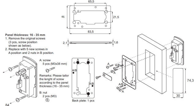 Back Plate F/Wood Mounting F/Lock M238,Steel NPL, F/16-35mm,