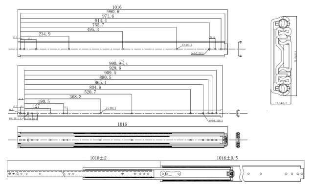 Drawer Slide HD7600, 1000mm Full Extension,Zinc Plated,Heavy