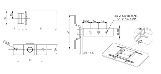 Pivot Bearing F/Butterfly Table Leaves, Steel, Bright Zinc