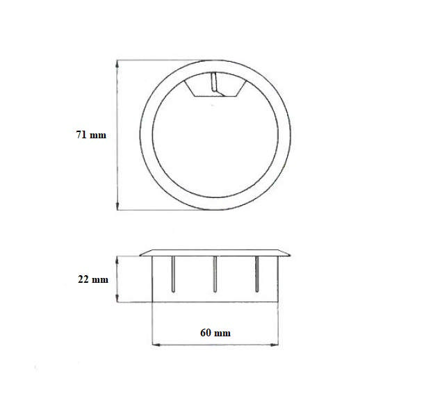Cable Set, 3 Parts, Round ,White, ø60x22mm, No Spring Lid