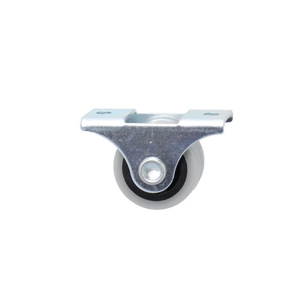 Box Castor ø25mm, 19x42mm Bracket, BZP, MH 28mm,Grey PU Tyre