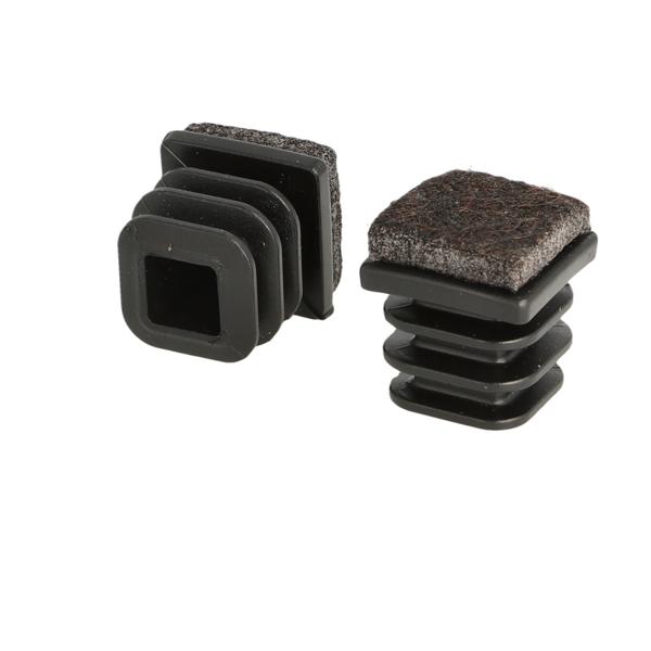 Insert Glide W/Felt For Square Tubes, 20x20mm, PE, Black