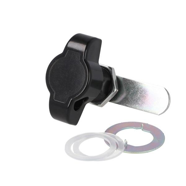 Padlockable Cam Lock #300L, 90DG, ø19x25mm, Black, Cam A04,