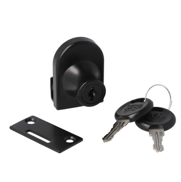 Glass Door Lock 64081, Black Ano, Curved Cylinder, CK SISO,