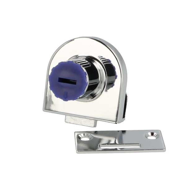 Glass Door Lock MIC-918, Body Only, CPL, F/#J11+#J12,W/Blue