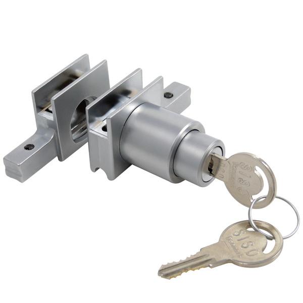 Glass Sliding Push Door Lock 2740, R+L, MK SISO, Alu Finish,