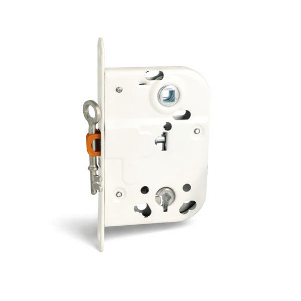 Door lock 2014, 45mm Backset, W/Key, White Painted,W/Striker