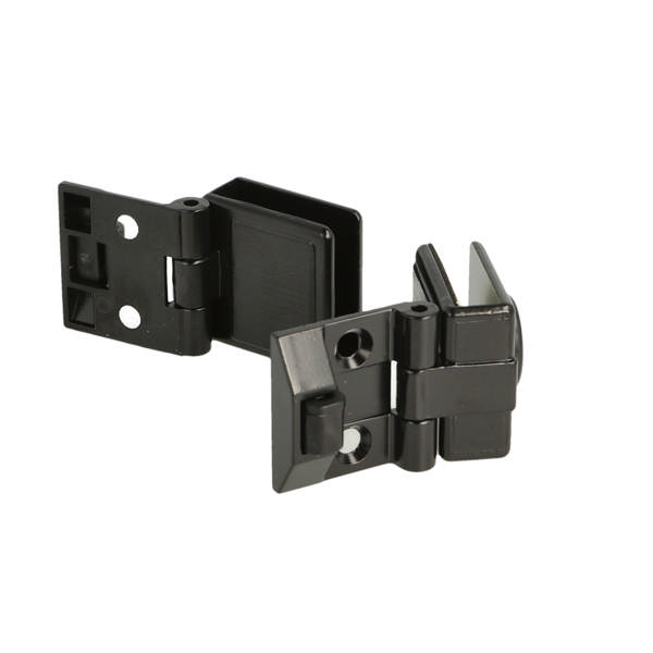 Glass Door Hinge No. A-11, Black Anodized, R+L, With Pad &