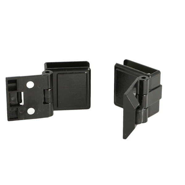 Glass Door Hinge No. A-11, Black Anodized, R+L, With Pad &