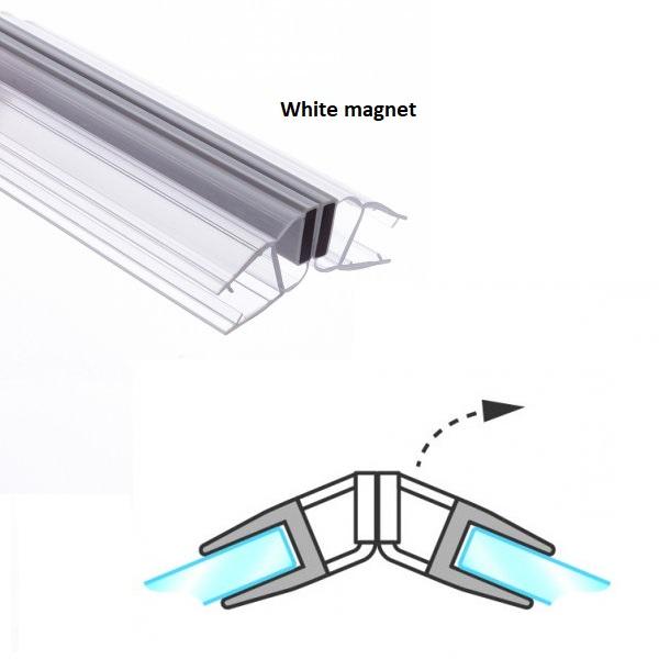 PVC Seal Glass To Glass, White Magnet, 135DG, S-5712,F/10mm,