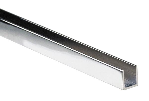 Alu. U-Channel, F/8mm Glass,Mirror CPL,2,60 Mtr, 2,3x19x13mm