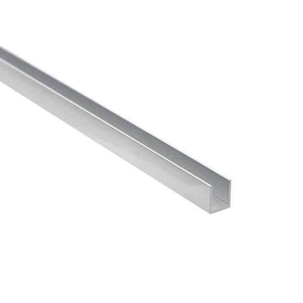 Alu. U-Channel, F/6mm Glass, Polished Alu, 2,5Mtr,1x12x8,2mm