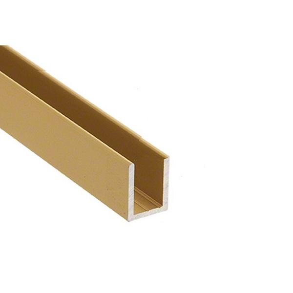 Alu. U-Channel, F/10mm Glass,Brushed Brass, 3,0 Mtr, 2,05x