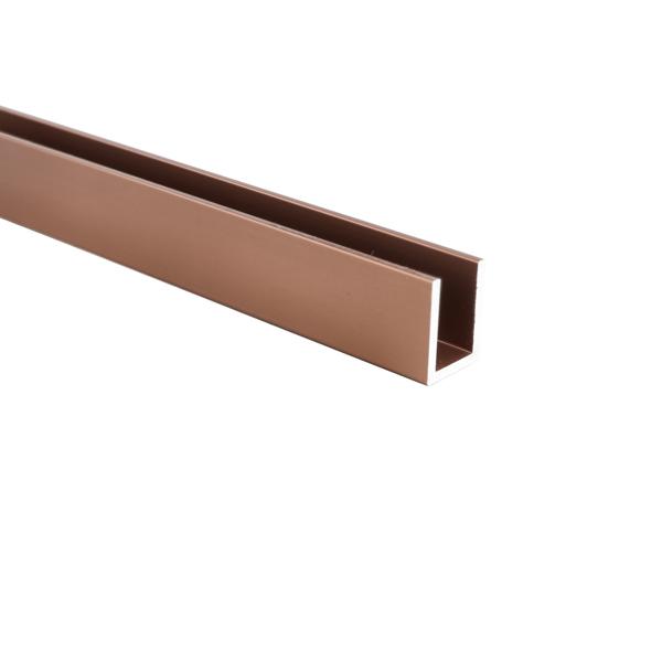 Alu. U-Channel, F/10mm Glass,Brushed Copper, 3,0 Mtr, 2,05x