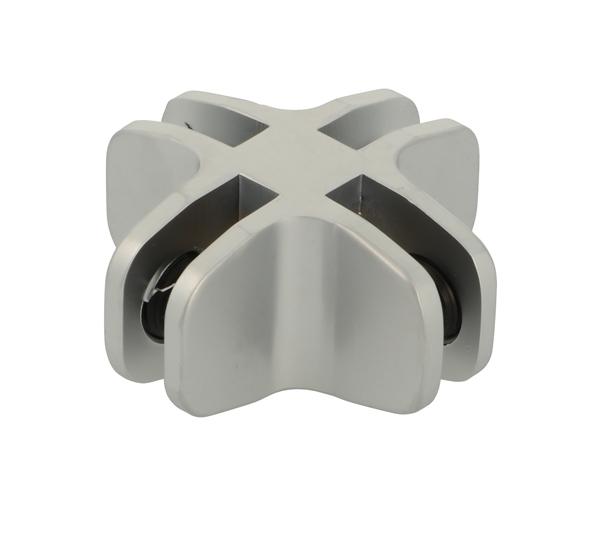 Glass Connector Maxi 4-Way, 90 Degree, Alu Finish